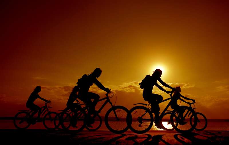 Bicycle adventure at sunset